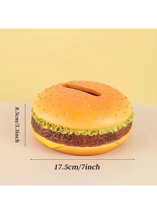 Round Hamburger Tissue Box Realistic Burger Design Resin Home Decor Gift - Image 3